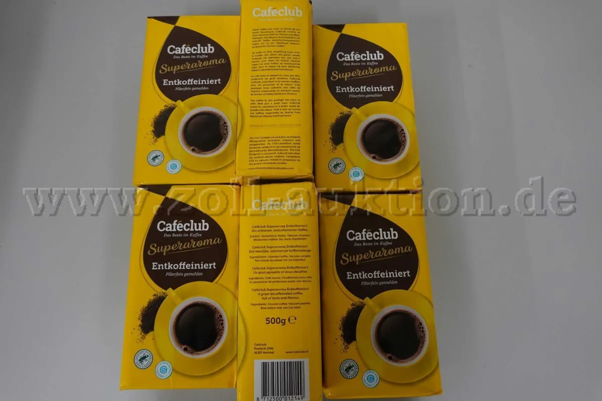 6 packs of coffee Cafeclub Superaroma decaffeinated, ground, 500g each, original packaging.
