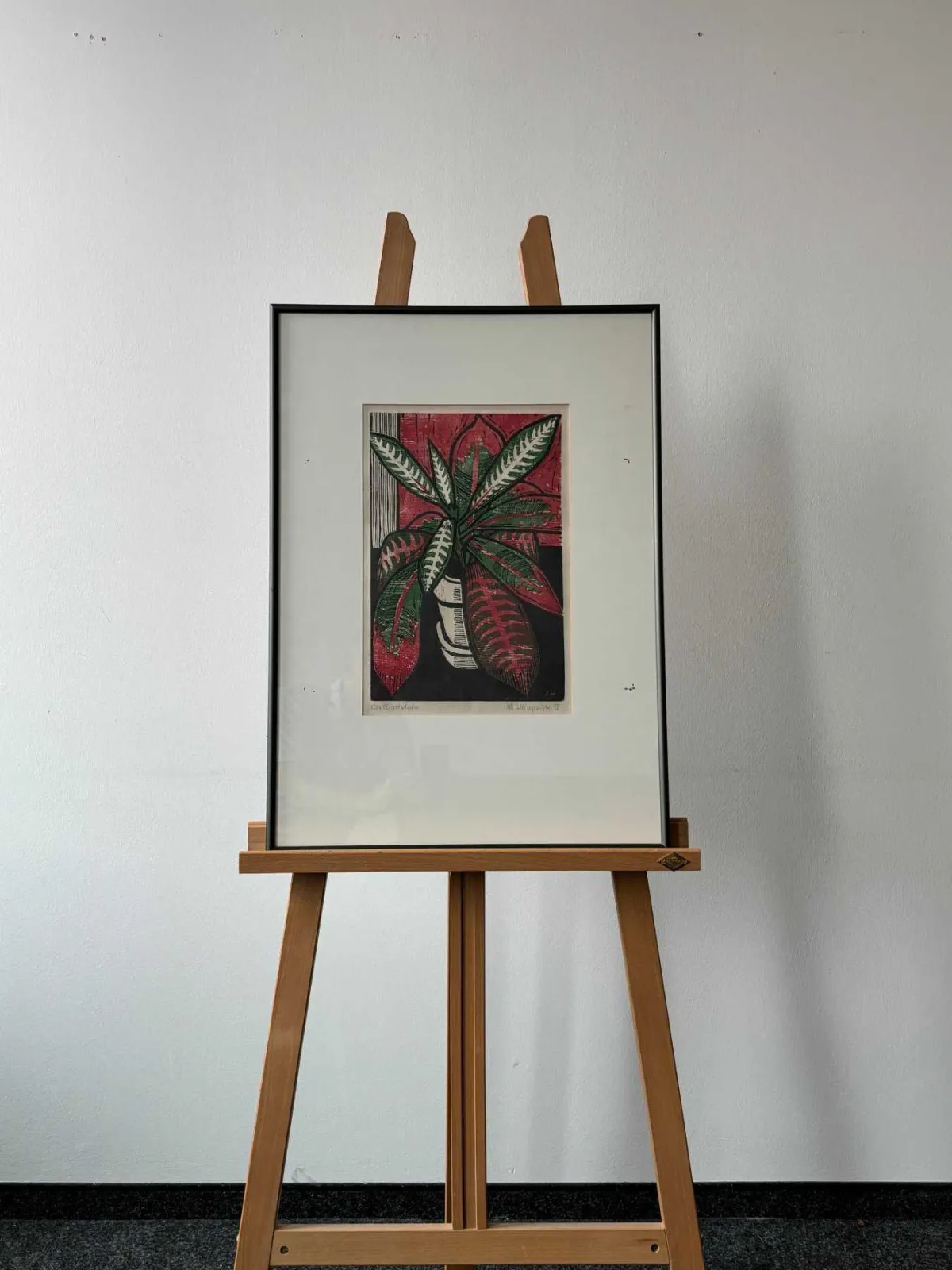 1 obraz artysta Albert Heinzinger - Der Blattstock - drzeworyt kolorowy