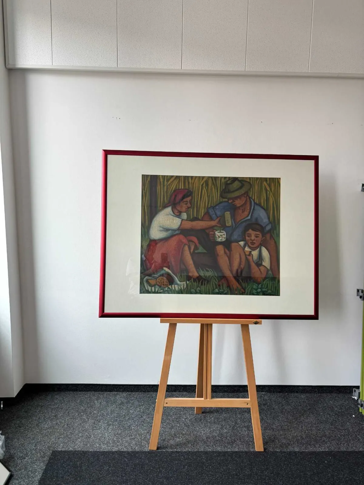 1 obraz artysta Albert Heinzinger - rodzina chłopska - akwarela