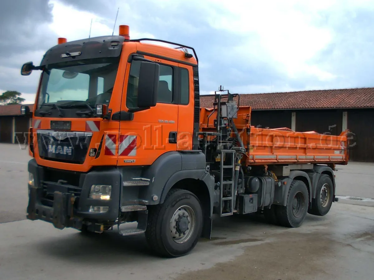 1 MAN - LKW Kipper off.Kasten- TGS 28.400 mit Hiab-Kranschaden - Unfallschaden
