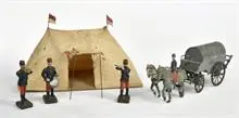 CR, koets en diverse Franse soldaten