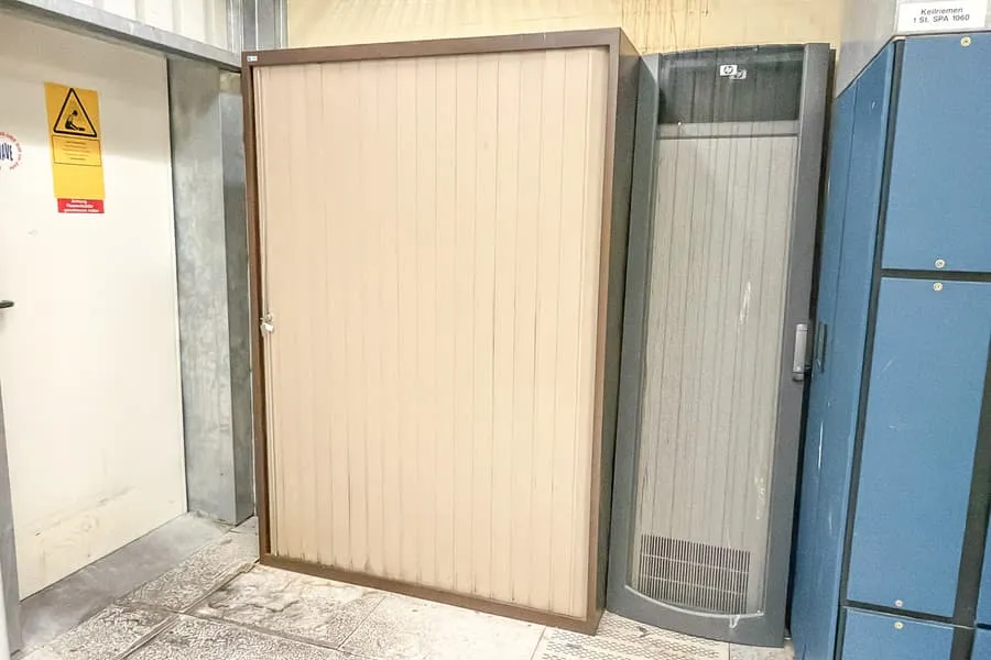 Metal sliding door cabinet