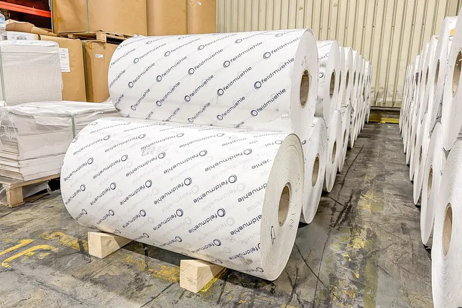 21 rolls of coated industrial packaging paper, printed