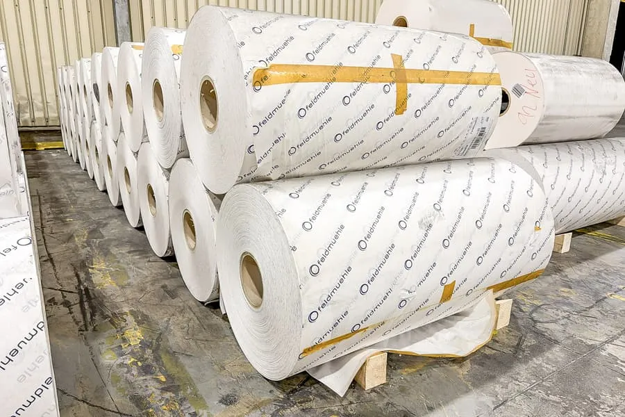 21 rolls of coated industrial packaging paper, printed