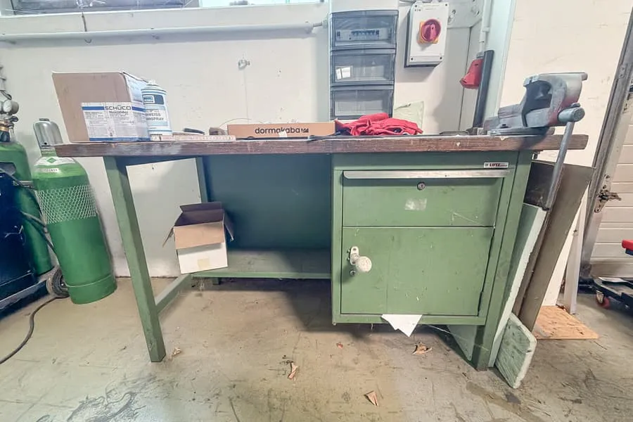 Lutz workbench with contents: various tools and consumables