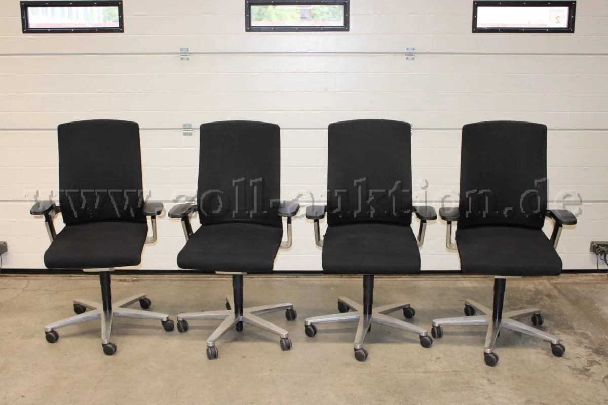 4 Bürodrehstühle von Wilkhahn, Modell ON, Stoff, Schwarz, gebraucht
