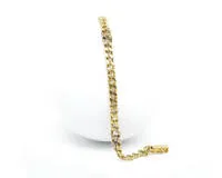 Schakelarmband, 14kt witgoud/geelgoud, diamantsplinters, 15,5 g, ca. 22 cm