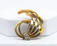 Brosche, 14kt Gelbgold, 4 kleine Diamanten, ca. 7.9 g