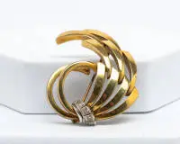 Broche, or jaune 14 carats, 4 petits diamants, env. 7,9 g