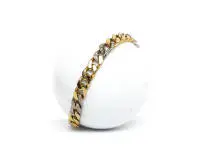 Tankarmband, 14kt geelgoud/witgoud, kleine diamanten, ca. 23 g, ca. 19,5 cm