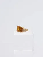 Bague, or jaune 18 ct, citrine, taille marquise, probablement diamants, env. 10 g, taille 50
