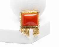 Broche, travail artisanal fin, Italie, or jaune 18 carats, corail, perles, diamants, 21 x 16 mm, total env. 12,7 g