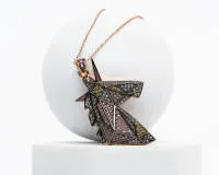 Pendant on chain, "Unicorn", 925 sterling silver, 18kt rose gold plated, multicolor zirconia, approx. 50 cm and 53 cm long