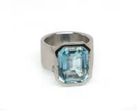 Ring, 18kt white gold, aquamarine emerald cut, approx. 8.30 ct, approx. 15.81 g, size 52
