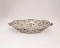 Coupe ajourée de style baroque, 20e s., argent 800, décor de roses, 4 x 20,5 x 14,5 cm, env. 146 g