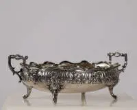 Surtout ou coupe à anses, argent 800, Wilhelm Binder, corps ovale galbé avec deux anses et ornements floraux, 10 x 28,5 x 18,5 cm, env. 385 g