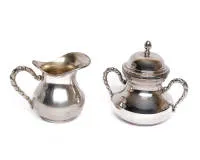 Pot à crème et sucrier, argent 800, H. 8,5 cm / 12 cm, env. 400 g