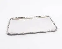 Tray, Mexico, silver 925, rectangular form, rim with relief acanthus scrolls, 24 x 29 cm, approx. 578 g