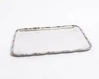 Plateau, Mexique, argent 925, forme rectangulaire, bord avec volutes d'acanthe en relief, 24 x 29 cm, env. 578 g