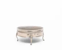 Neoclassical lidded box, Birmingham, 1915, maker's mark HM, silver 925, round body with hinged lid in tortoiseshell on four curved feet, ø 10.5 cm, 5 cm high, total 145 g.