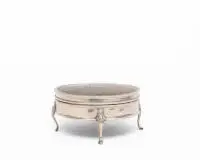 Boîte à couvercle néoclassique, Birmingham, 1915, poinçon de maître HM, argent 925, corps rond avec couvercle rabattable en écaille sur quatre pieds galbés, ø 10,5 cm, 5 cm de haut, total 145 g.