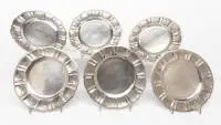 Ensemble de 6 assiettes, Mexique, argent 925, le bord avec différents motifs animaux et végétaux, ø env. 21,5 cm, env. 1 850 g au total
