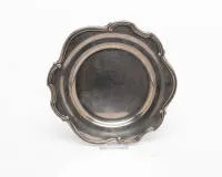 Geschweifter Teller, Potsdam, 1888 - 1945, Silber 800, gemarkt Gadebusch / Potsdam, profilierter und mehrfach geschweifter Rand, ø ca. 25.5 cm, ca. 414 g