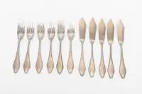 Service à poisson pour 5 personnes, allemand, argent 800, une fourchette supplémentaire, total 549 g