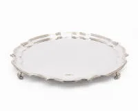 Silver salver, James Dixon & Sons, Sheffield 1933, sterling silver, round presentation tray, D. approx. 35 cm, approx. 1,401 g
