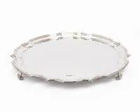 Plateau en argent, James Dixon & Sons, Sheffield 1933, argent sterling, plateau rond, D. env. 35 cm, env. 1 401 g
