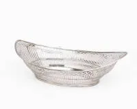 Silver bread basket, Netherlands, 1951, silver factory Gerritsen & Van Ke..., openwork boat shape, 33 cm wide, approx. 390 g