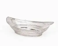 Panier à pain en argent, Pays-Bas, 1951, argenterie Gerritsen & Van Ke..., forme de bateau ajourée, 33 cm de large, env. 390 g