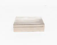 Cigar box, circa 1930, sterling silver mounted on wood, approx. 12 x 5 x 9.5 cm, approx. 244 g