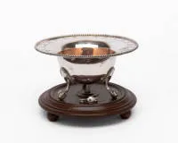 Brazier on claw feet, Amsterdam, 1790, silver, rim with ornamental engraving and outer beading, copper insert, later wooden base, ø 14.5 cm, approx. 185 g