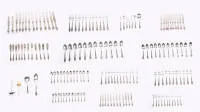 Couverts en argent, argent 800, allemand, après 1888, service de table complet pour 12 personnes avec 154 pièces, y compris couverts à poisson et de service, poids sans couteaux à lame en acier 4.559 g
