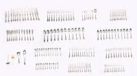 Couverts en argent, argent 800, allemand, après 1888, service de table complet pour 12 personnes avec 154 pièces, y compris couverts à poisson et de service, poids sans couteaux à lame en acier 4.559 g
