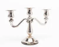Three-armed candelabra, silver 925, German, maker's mark "HW", H. 20 cm, approx. 463 g
