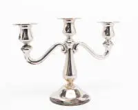 Candélabre à trois branches, argent 925, allemand, poinçon "HW", H. 20 cm, env. 463 g
