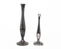2 wazony soliflore, srebro 835, gładka forma, wys. 18 cm i 24 cm, podstawa obciążona