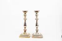 Paire de chandeliers en argent, Gorham, USA, argent 925, base lestée, H. 29,5 cm, env. 2 744 g avec lestage