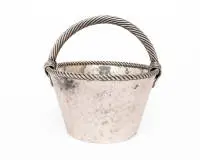 Champagne basket, Valenti, Spain, silver-plated, corded rim and handle, H. 31 cm, signs of wear