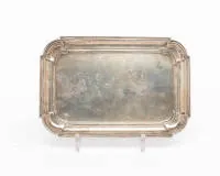Small tray, Netherlands, 1922, silver 833, rectangular shape with profiled rim, maker's mark V.K., 23.5 x 15.8 cm, approx. 285 g