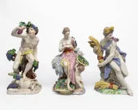 3 porcelain figurines, Nymphenburg, The Seasons (Winter missing), model after Dominikus Auliczek, each approx. 40 cm high
