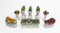 Surtout de table, terre cuite, Italie 20e s., polychrome, 11 pièces, partiellement endommagé/collé