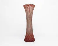 Sier vaas, Daum Nancy, Jugendstil, omstreeks 1900/10, cilindrisch glaslichaam in het midden ingesnoerd, rode en oranje opgesmolten druppels en vlammen, geslepen signatuur "DAUM NANCY" met Lotharinger kruis, h. 33,5 cm, opgesmolten...