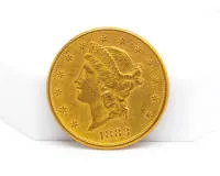 Monnaie d'or historique, 20 dollars, États-Unis, 1883, Liberty Head, au revers Double Eagle, atelier "S" pour San Francisco, or jaune 900/1000, ø 34 mm, env. 33,49 g, état : TB, traces de rayures et de contact
