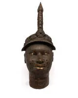 Tête commémorative Olokun, Bénin, Afrique, bronze, env. 79 cm de haut