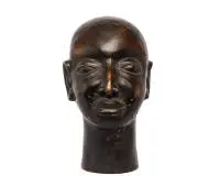 Tête commémorative Oni, Bénin, Afrique, bronze, env. 35 cm de haut