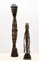 1 bâton fétiche et 1 masque-serpent stèle, Ngbaka/Congo et Baga/Guinée, Ngbaka