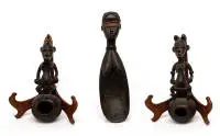 1 cuillère cérémonielle et 2 louches, Dan/Liberia et Baule/Côte d'Ivoire